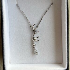 Elegant Silver Antler Necklace